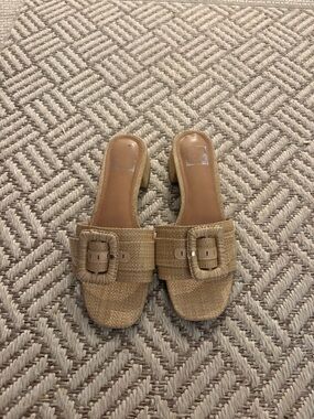 Dolce Vita Woven Buckle Slide Sandals in Tan